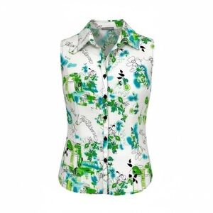 Dressbarn Sleeveless Blouse Green & Blue Size Medium